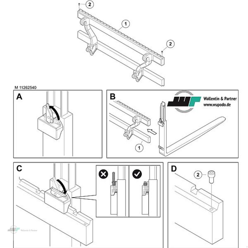 Palettengabel del tipo Wallentin & Partner Palettengabel Euroaufnahme |Tragkraft 2500kg | Alö Palettenheber | Gabellänge 1,22m, Neumaschine en Wesenberg (Imagen 3)